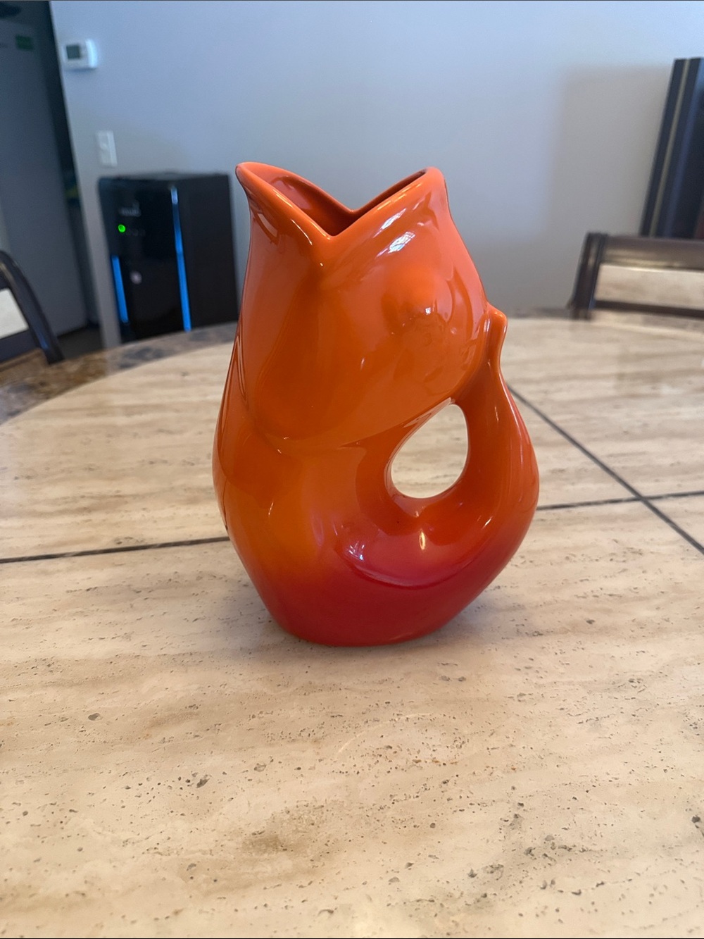 Gurgle pot red ombré ceramic pitcher - Picture 3 of 10
